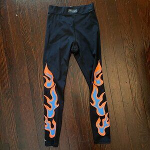 NWOT Savage X Fenty Racer S Small High Waist Legging Black Flames Fire Pants